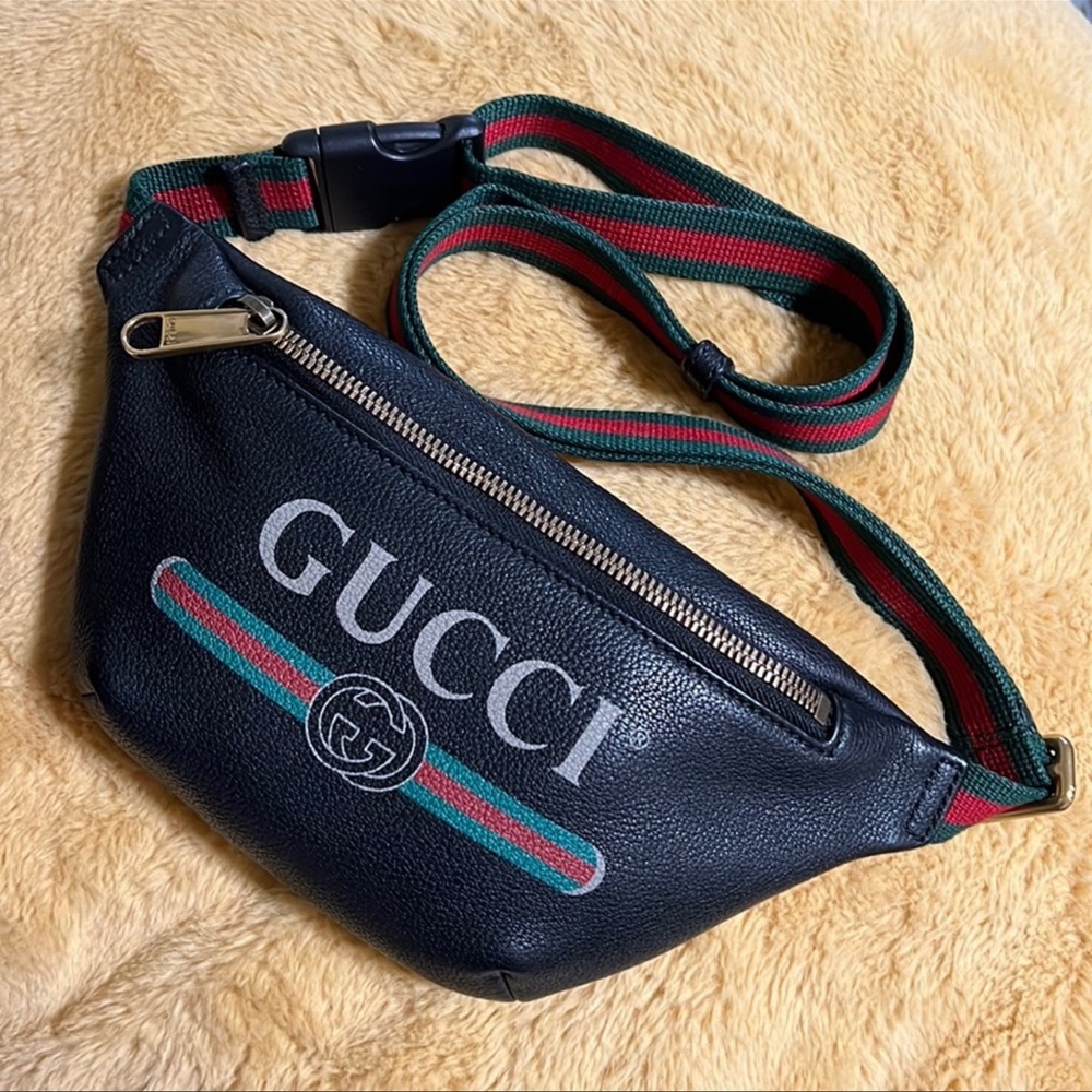 GUCCI BELT BAG CALFSKIN LEATHER BLACK